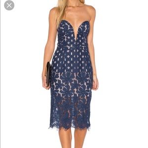 Stylestalker cassia strapless red lace dress